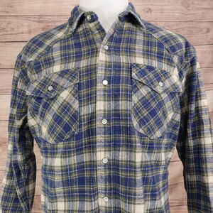 VINTAGE KEY LONG SLEEVE PLAID HEAVY PEARL SNAP BUTTON DOWN FLANNEL SHIRT SZ 2XL
